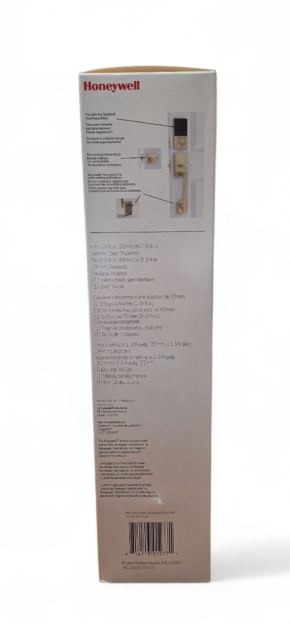 Honeywell satin gold Interior or Exterior Keyed Entry Door Handle