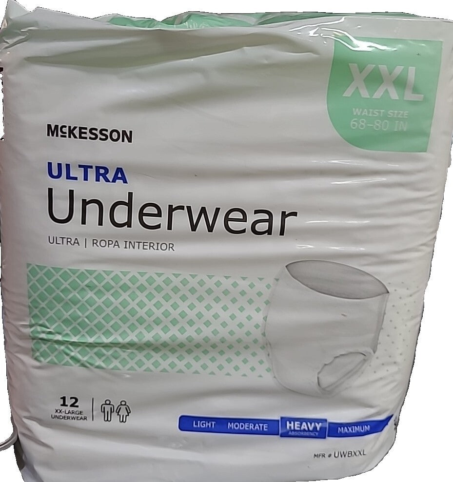 Adult Underwear, 2X-LARGE, XXL, Heavy Absorbency, McKesson Ultra - 12 CT