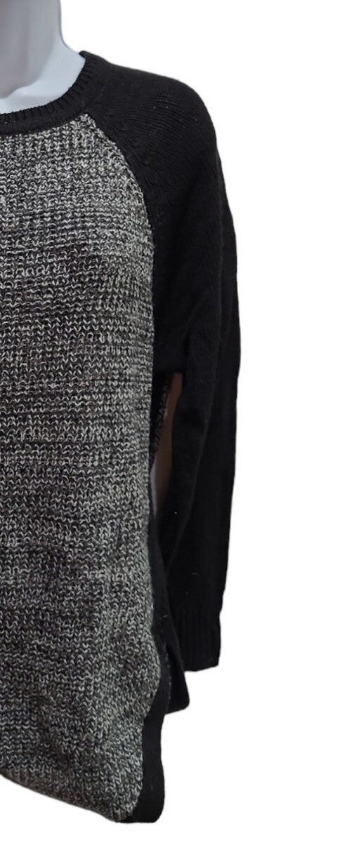 Jason Maxwell Charcoal  white & black loose knit Long sleeve Sweater Size L