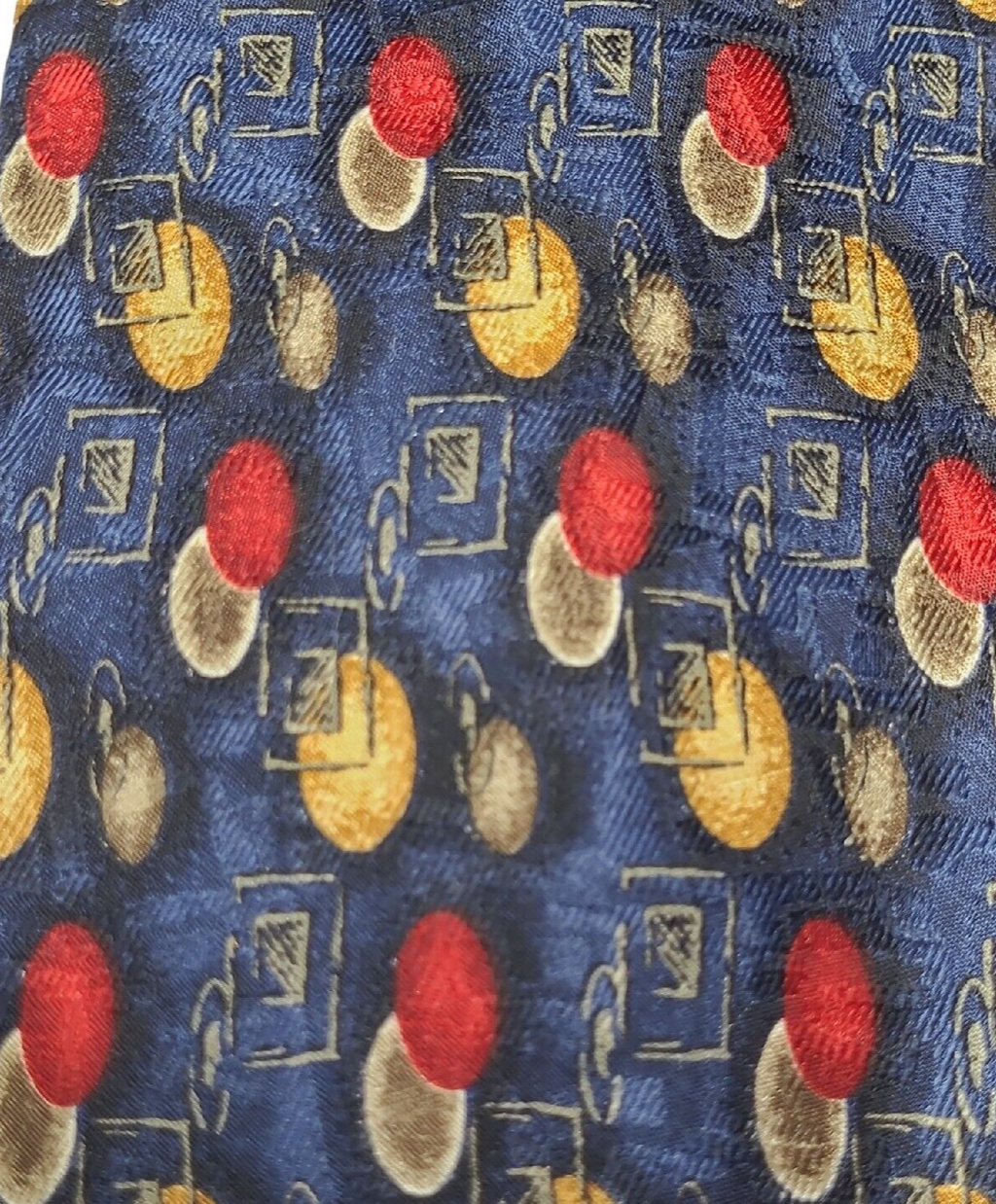 Roundtree & Yorke Classic Men's Silk Hand made Neck Tie Blue, Red, and yellow