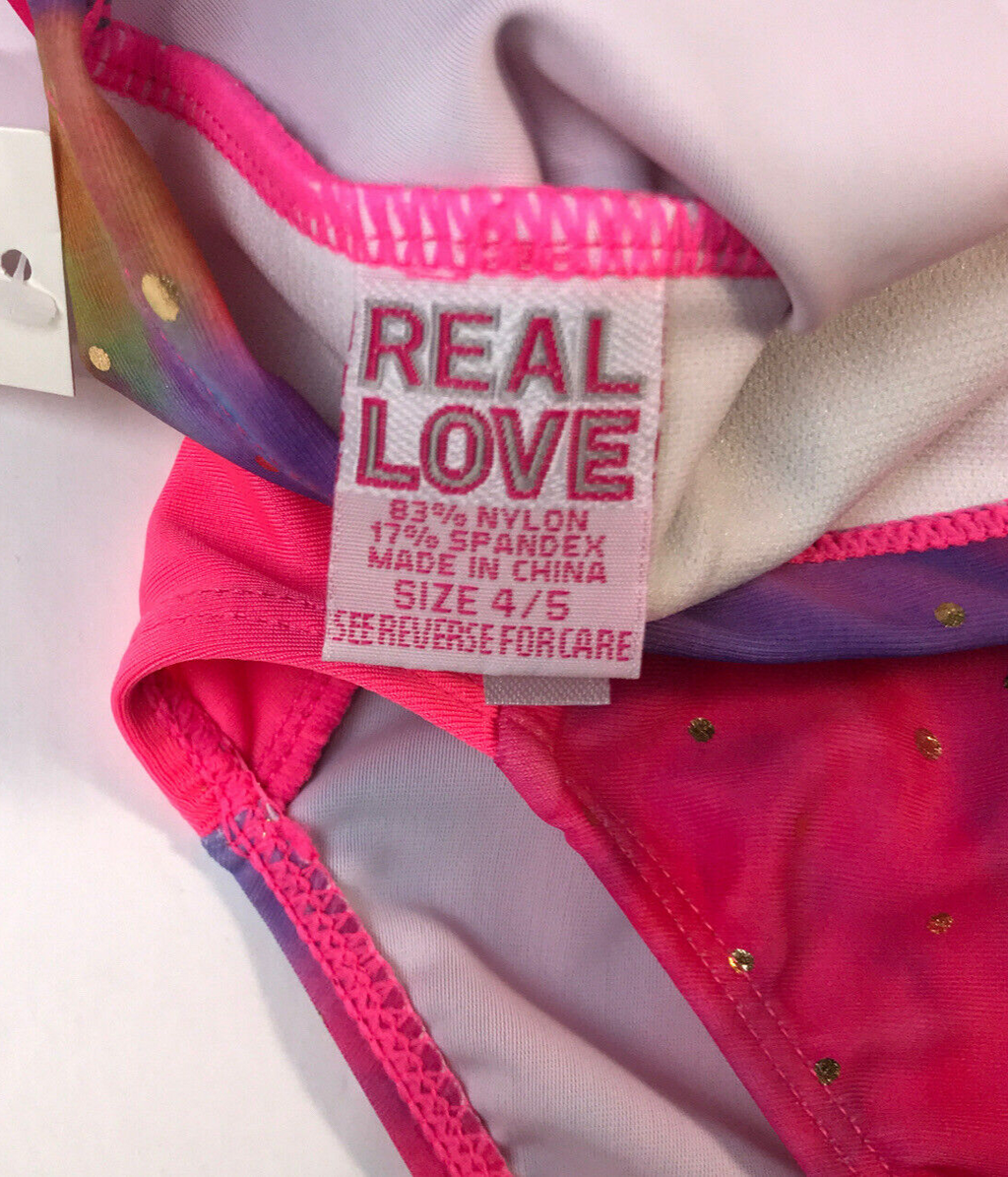Real Love 2 pc. Girls Tye dye purple Swimsuit 4/5 Tankini NWT