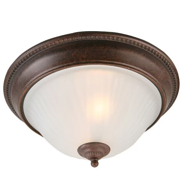 allen + roth 2-Light 13-in Antique Brown Flush Mount Light UPC 725916100728