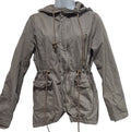 Sans Souci Jacket Utility Womens   LT Brown Pockets Full Zip Snap Hooded Size M