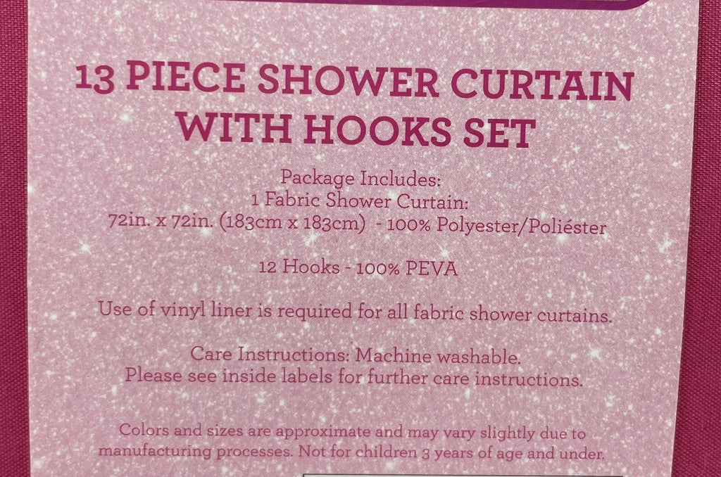 JoJo Siwa Purple Unicorn 13 Piece Shower Curtain and Hooks Set 72 in. x 72 in.