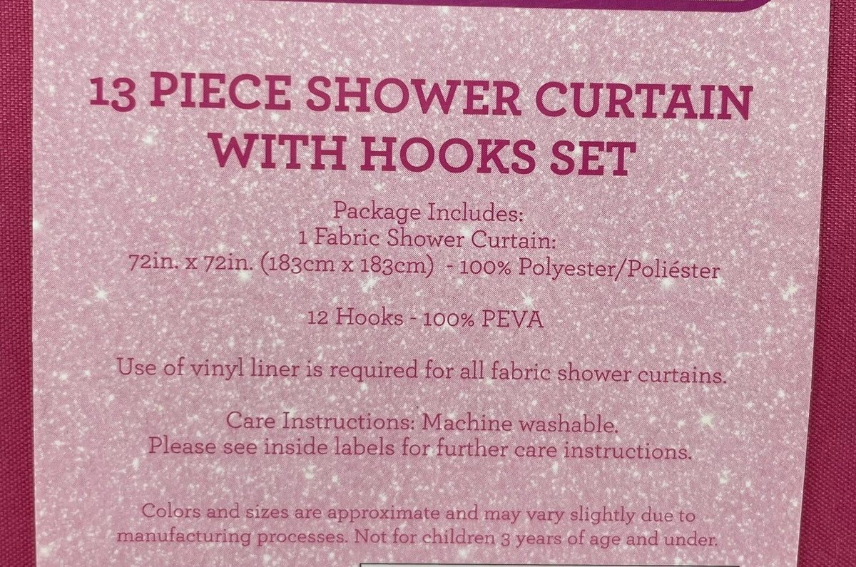 JoJo Siwa Purple Unicorn 13 Piece Shower Curtain and Hooks Set 72 in. x 72 in.