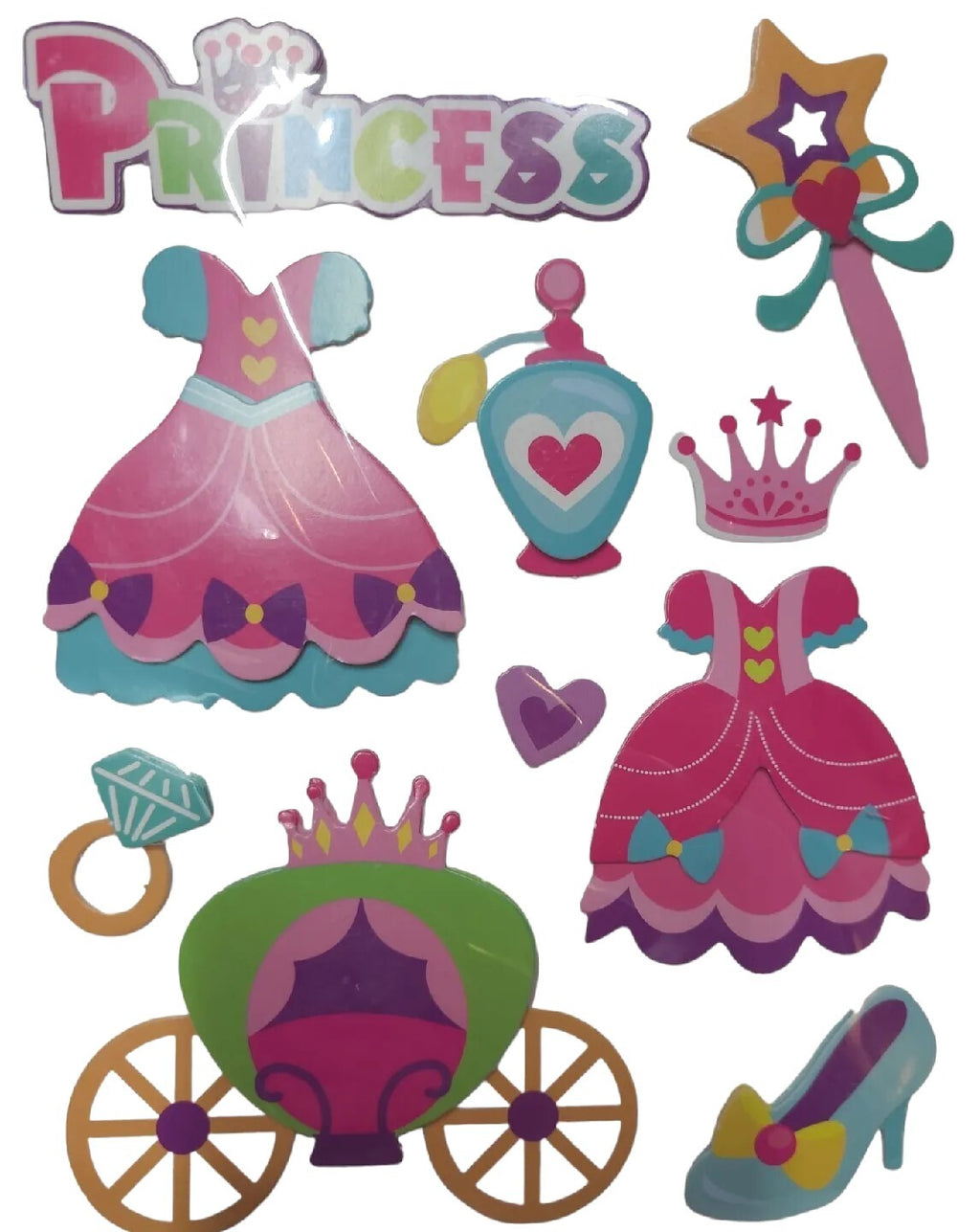 Crafters Square 10 Piece Pop-Up 3D Princess Stickers  Scrapbook NIP
