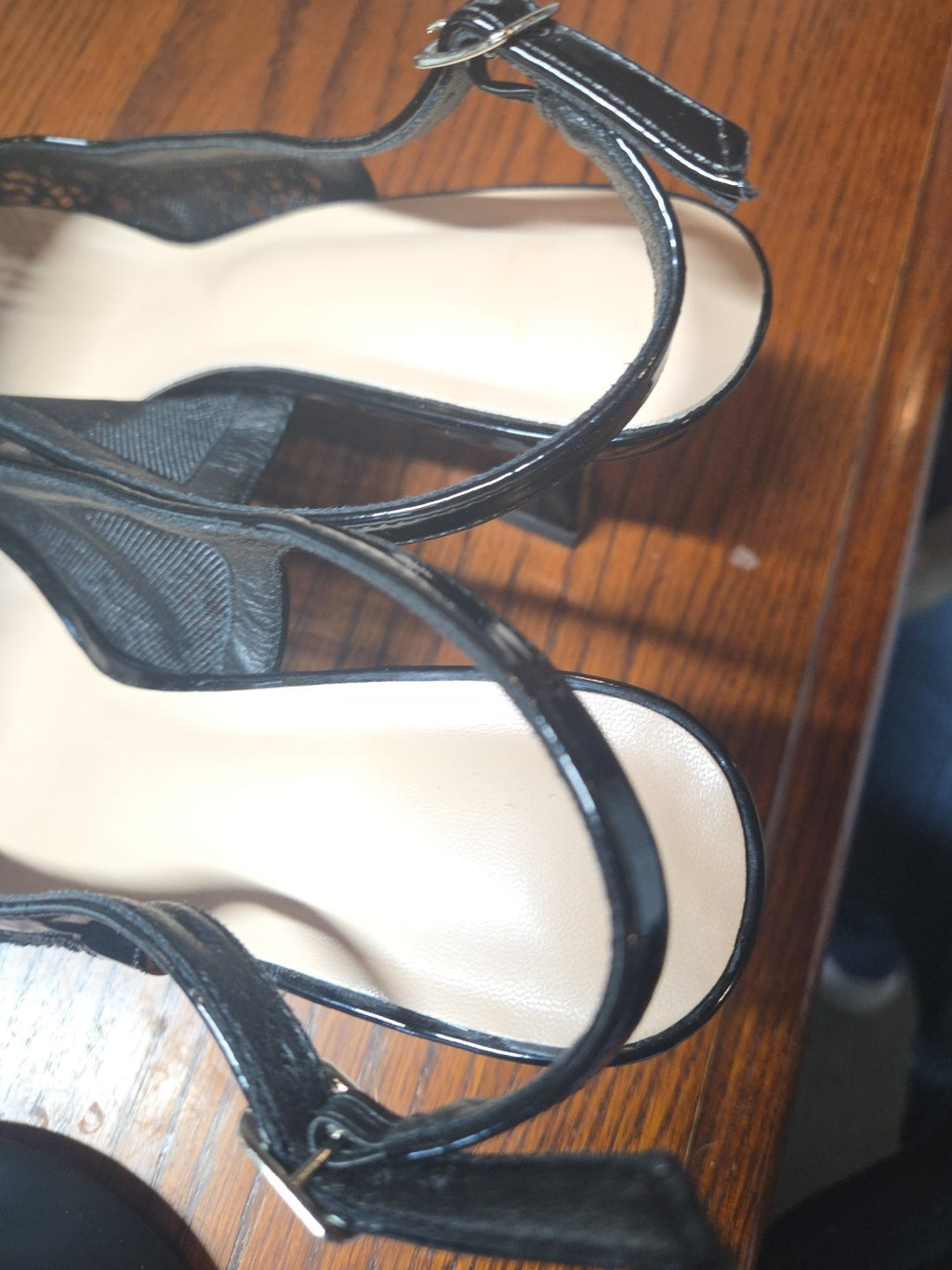 Women's Black Patent Heels Bowknot Pointed Toe Slingback Sz 41 Classy Elegant
