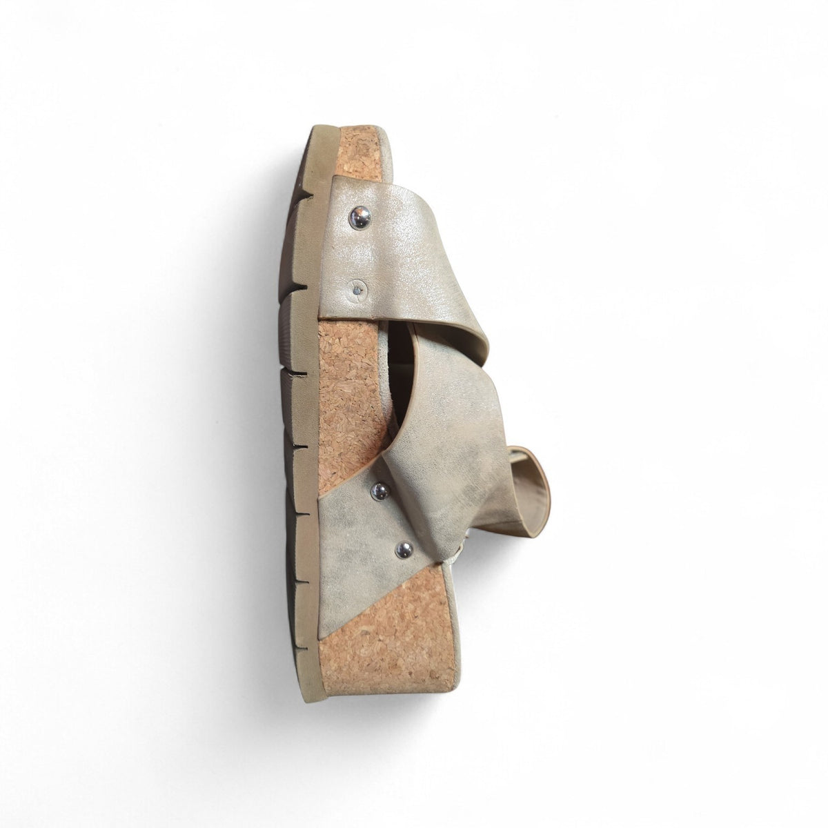 Indigo Rd. Beige Faux Suede Criss Cross Ankle Strap Wedge Heel Sandals