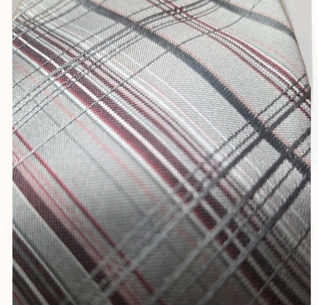 The Crown Collection Men's Striped Tie Light & Dark Gray, Maroon, White