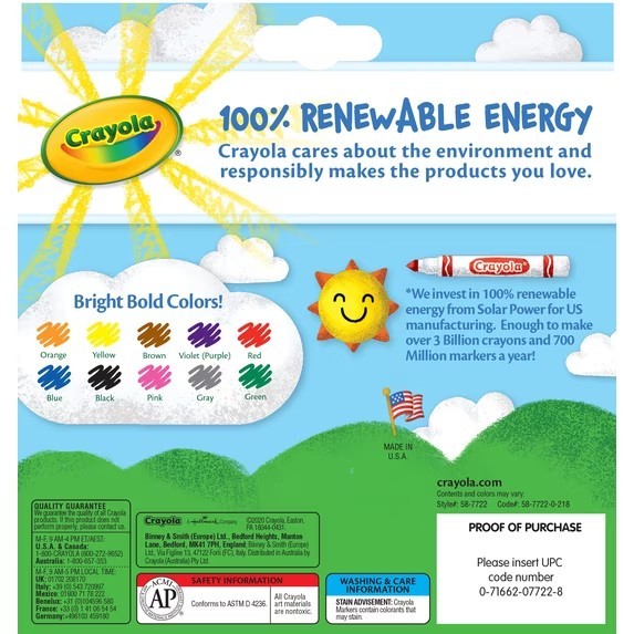 Crayola Bulk Markers for Kids (24pk of 10), Broad Line Classroom Essentials