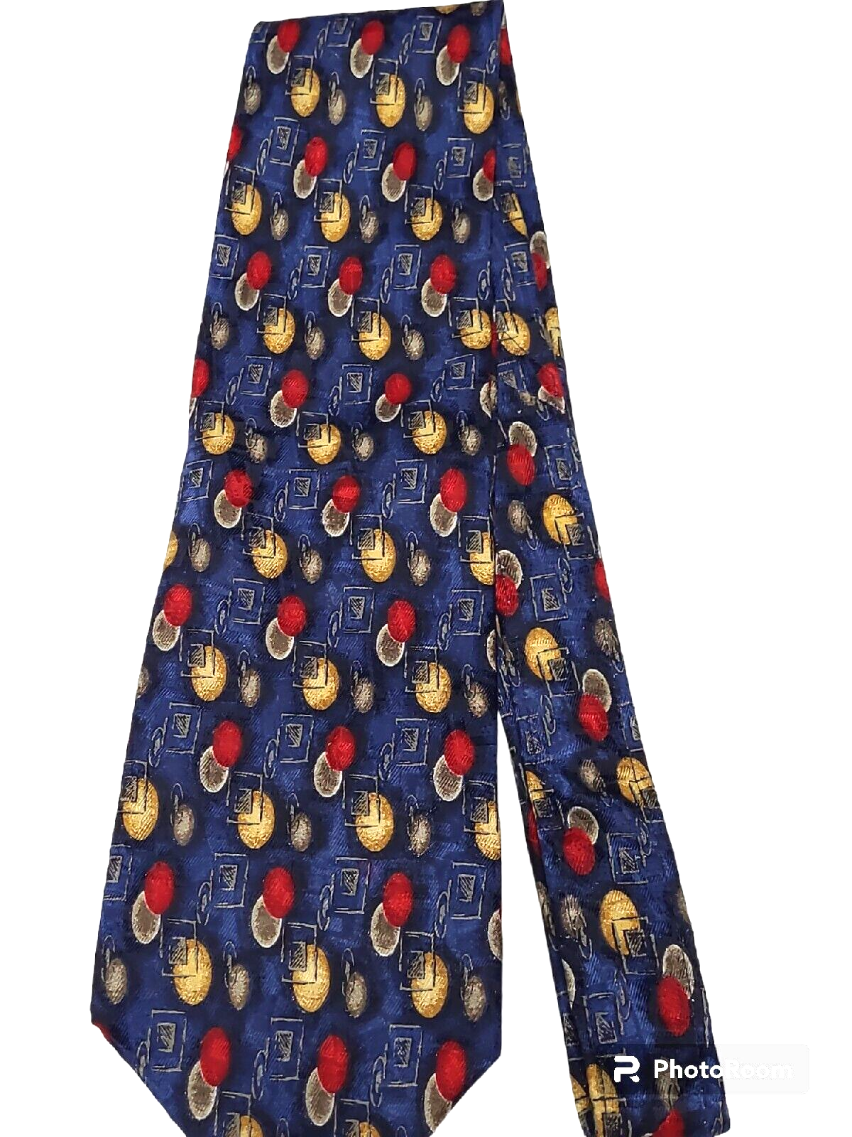 Roundtree & Yorke Classic Men's Silk Hand made Neck Tie Blue, Red, and yellow