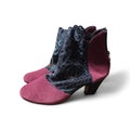 Black Floral Mesh & Violet Outer Women’s High Heel Goth Zip Back Shoes 10.5/41
