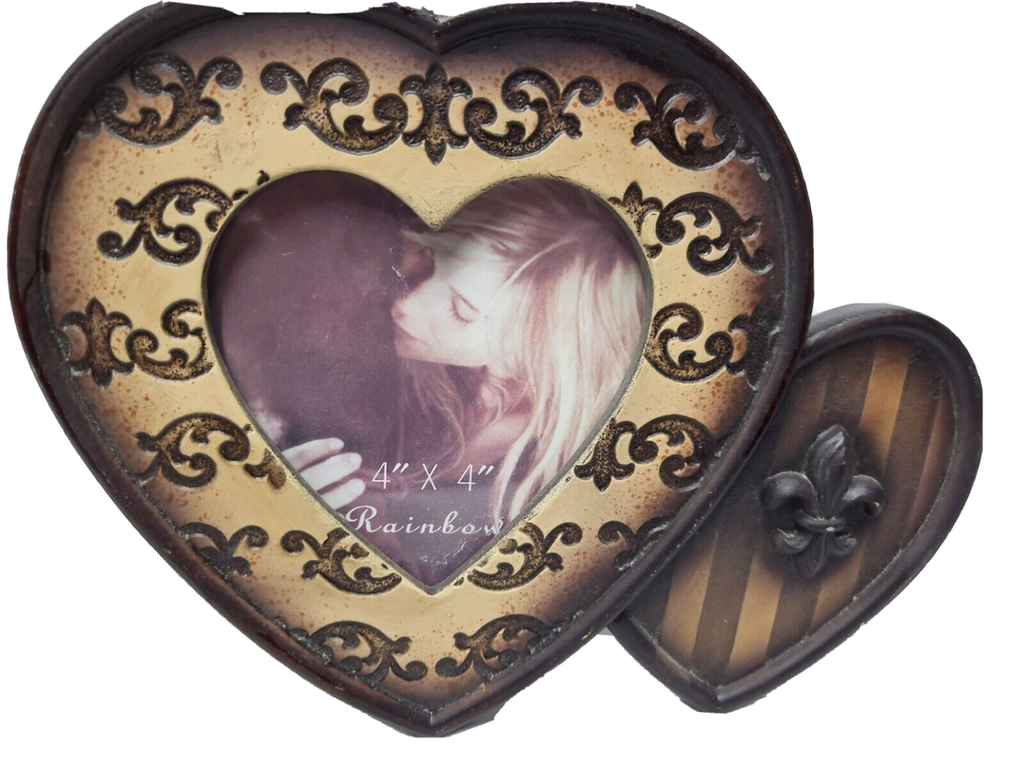 Heart Shaped Standing Ceramic Resin Picture Frame 4x4by Rainbow