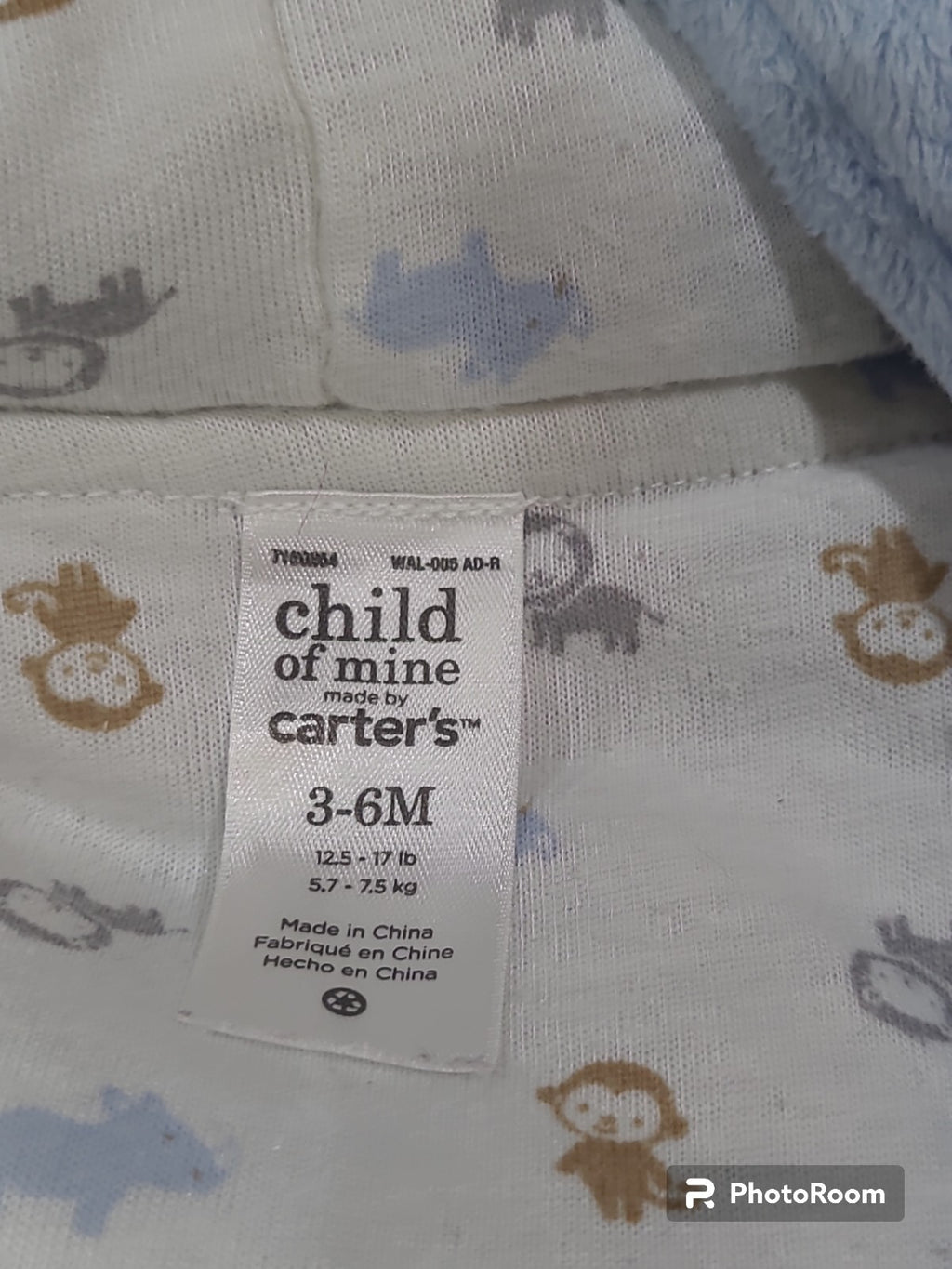 Infant Boy Child of Mine Carter's 3-6 Month Baby!! Blue Monkey Winter Snowsuit