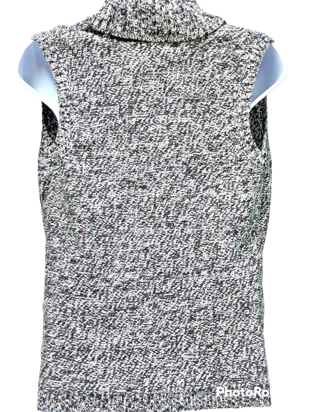 Chaps Petite Womens Charcoal Sleeveless Button Sweater Vest