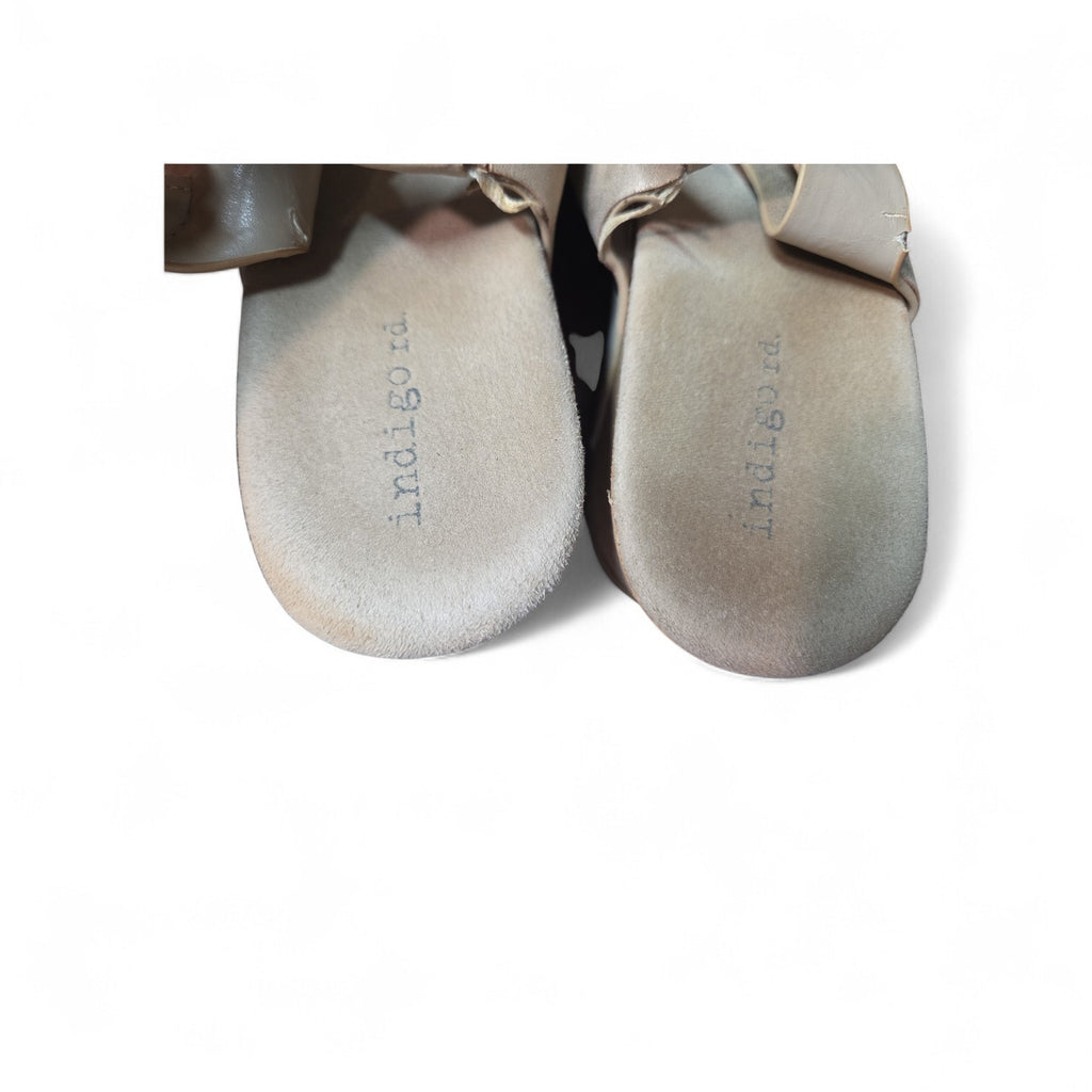 Indigo Rd. Beige Faux Suede Criss Cross Ankle Strap Wedge Heel Sandals