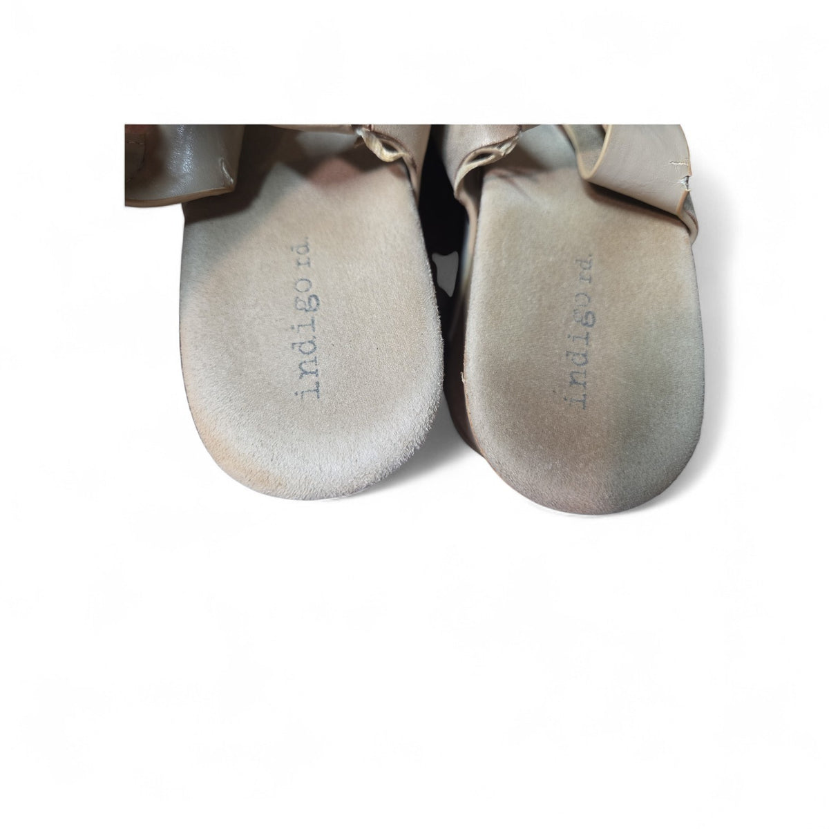 Indigo Rd. Beige Faux Suede Criss Cross Ankle Strap Wedge Heel Sandals