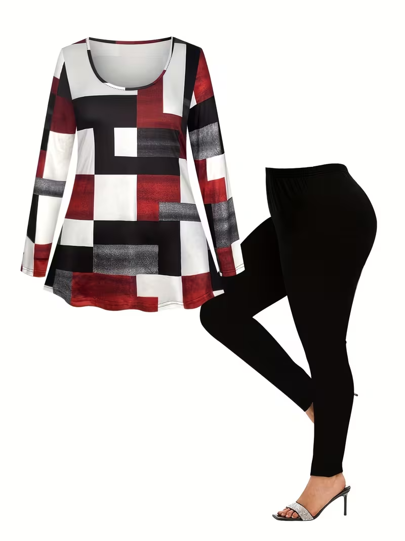 Polyester Slinky Knit Tunic Top & Pants Set Size 4X
