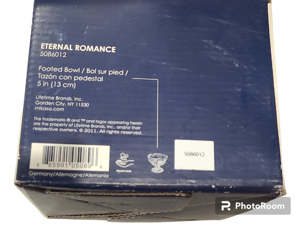 MIKASA FOOTED BOWL CANDY DISH ETERNAL ROMANCE  HEARTS AND ROSES NIB  5IN (13CM)