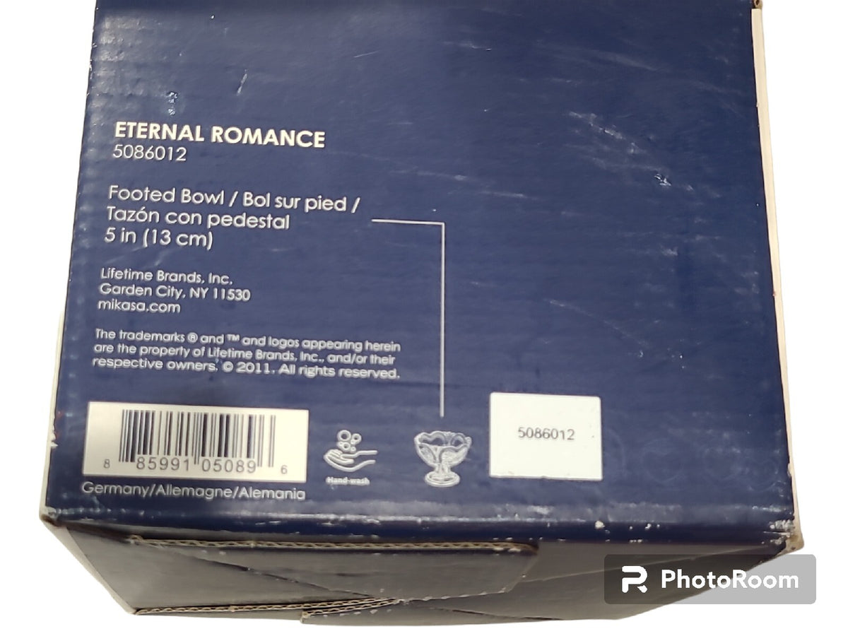 MIKASA FOOTED BOWL CANDY DISH ETERNAL ROMANCE  HEARTS AND ROSES NIB  5IN (13CM)