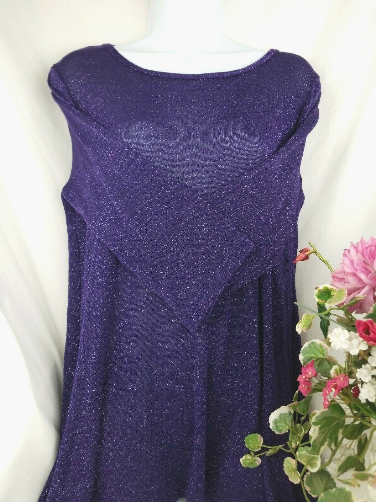 Lbisse Women's Tunic size M,  Purple / with woven sparkle texture