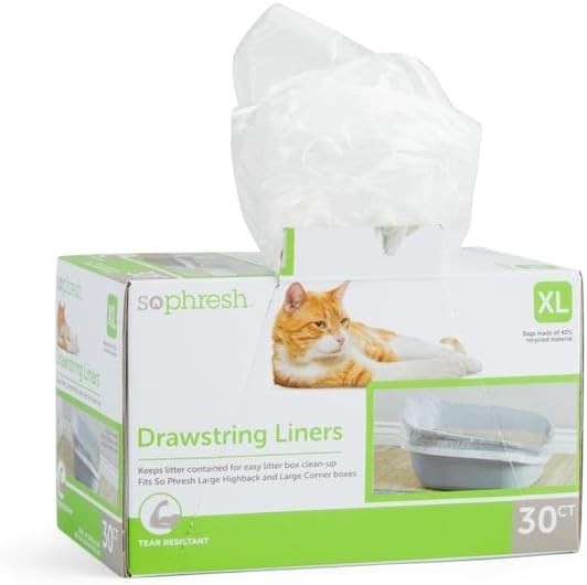 Sophresh Drawstring Liners keeps litter contained for easy clean-up 1-30ct PK XL