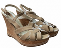 Guess Cork Wedge Heel  Nude, Beige, Women's   Buckle Strap Open Toe Shoe  9.5