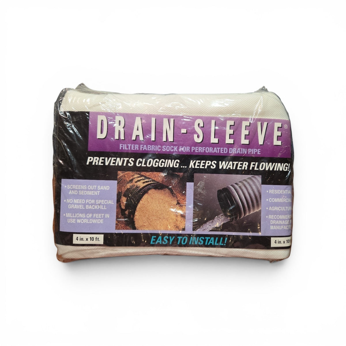Carriff Drain Sleeve Filter Fabric Sock 4" X 10 L ' Perforated