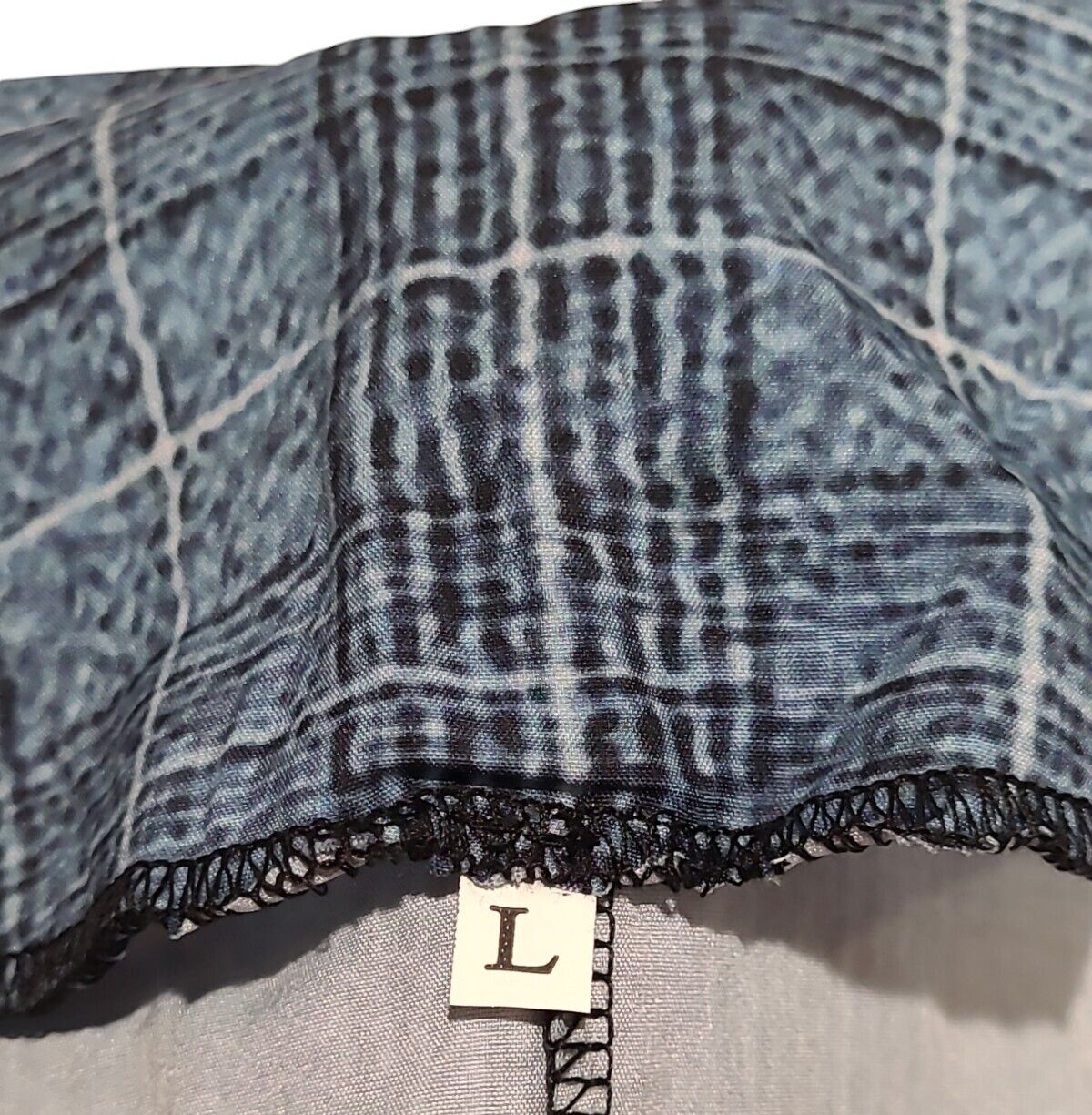 Casual/Flared Ruffled Navy Blue & Black Pinstripe  Dress Size Large.🌟