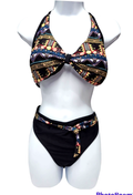 2-piece Swimsuit Black with Aztec Print size 11