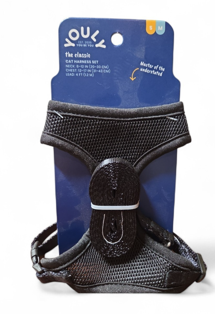 Youly New Cat Harness Set Small/Medium Harness And Leash Set Black