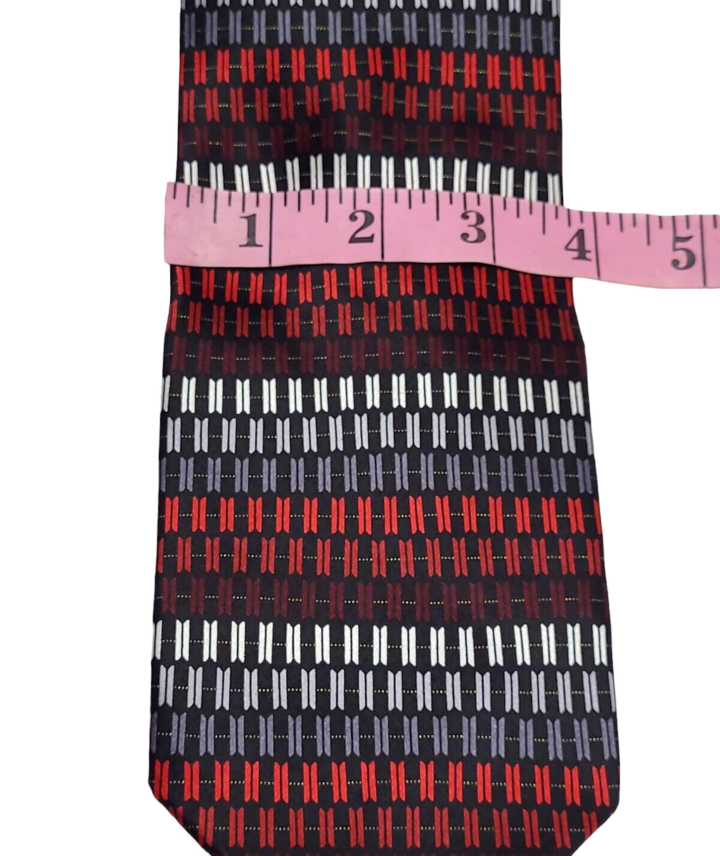 COVINGTON Handmade Silk Men's Black, Maroon,Gray and White Men's Tie.