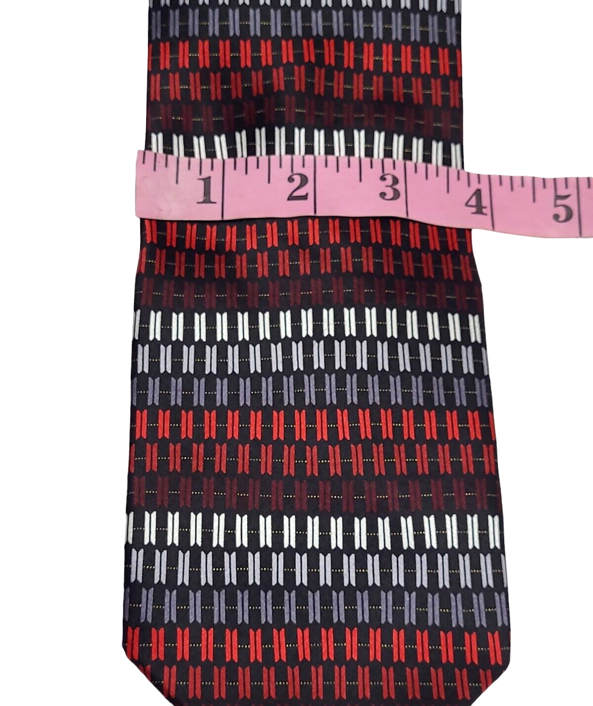 COVINGTON Handmade Silk Men's Black, Maroon,Gray and White Men's Tie.
