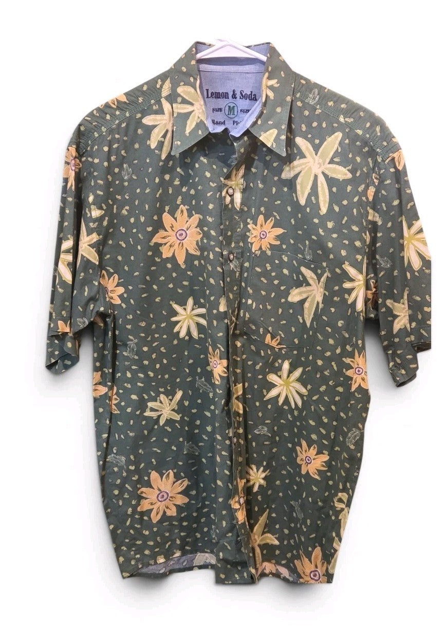 Men's Lemon & Soda Mens XL Short Sleeve Cotton  Floral Hawaiian Camp Shirt