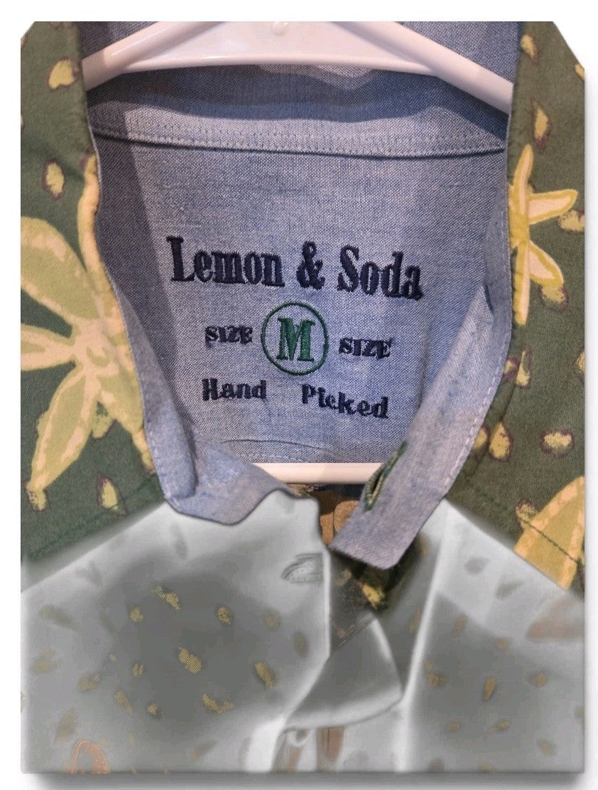 Men's Lemon & Soda Mens XL Short Sleeve Cotton  Floral Hawaiian Camp Shirt