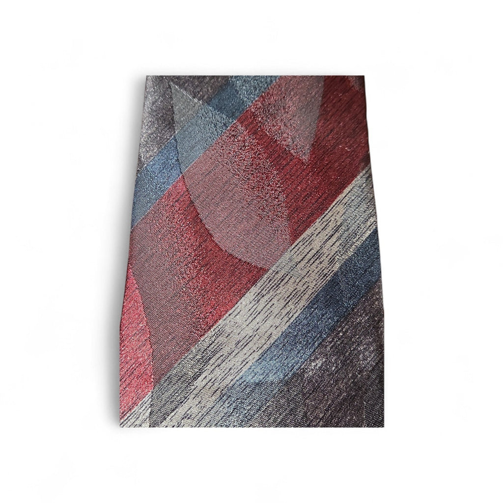 VINTAGE Oscar De La Renta Silk Tie Burgundy, Blue, Gray Abstract Tie