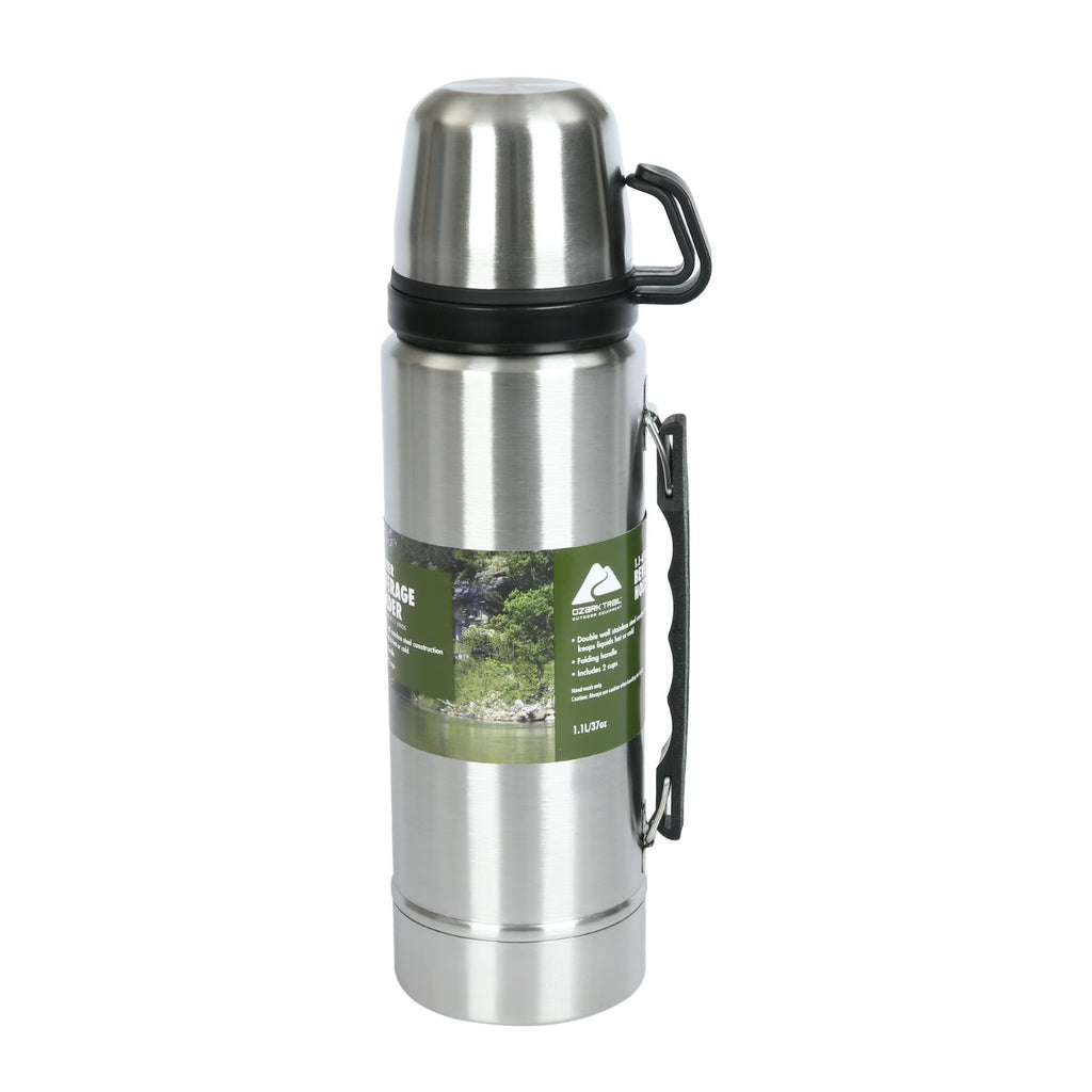 Ozark Trail 1.1L  Stainless Steel Beverage Holder Hot Or Cold 2 Cups Fold Handle