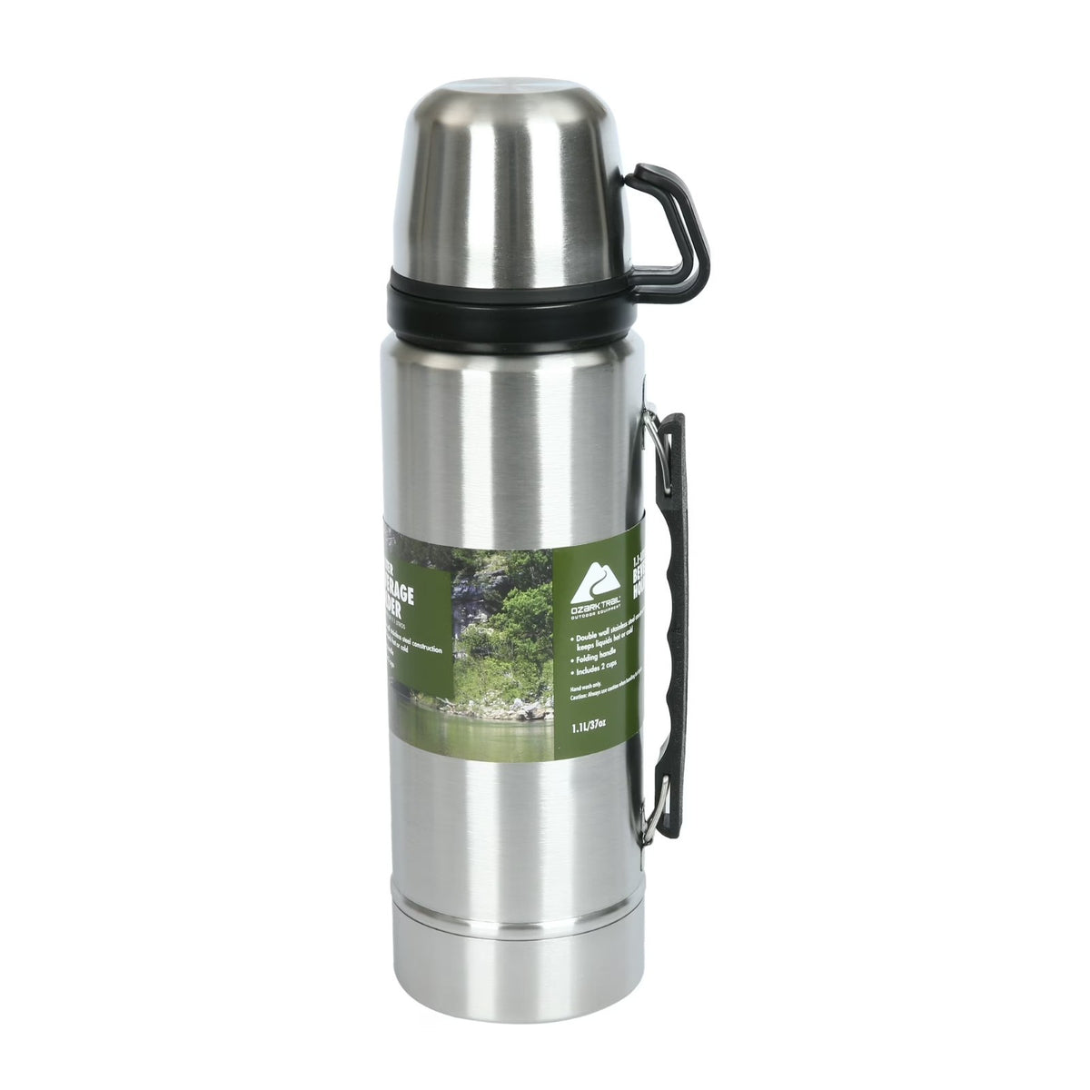 Ozark Trail 1.1L  Stainless Steel Beverage Holder Hot Or Cold 2 Cups Fold Handle