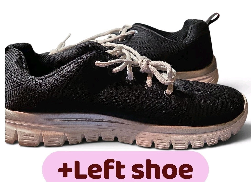 SKECHERS Flex Lite Mesh Lace-Up Low Top Athletic Sneakers Black/White Size 9
