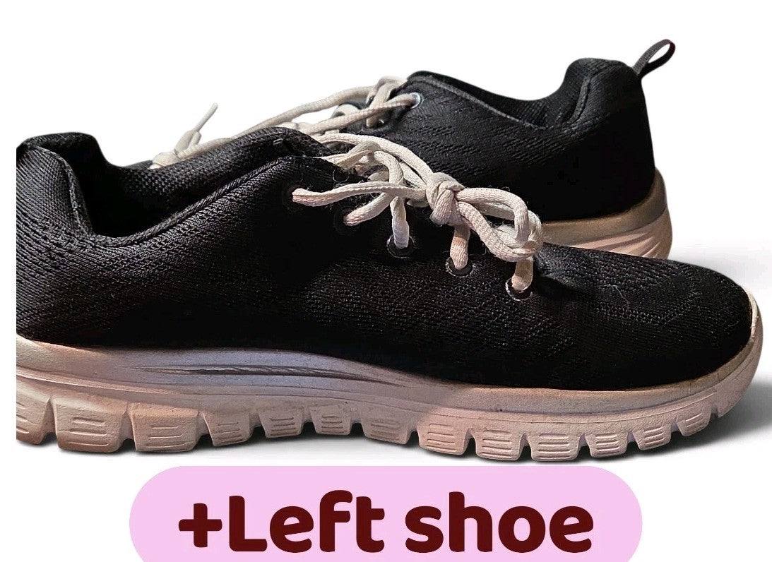 SKECHERS Flex Lite Mesh Lace-Up Low Top Athletic Sneakers Black/White Size 9