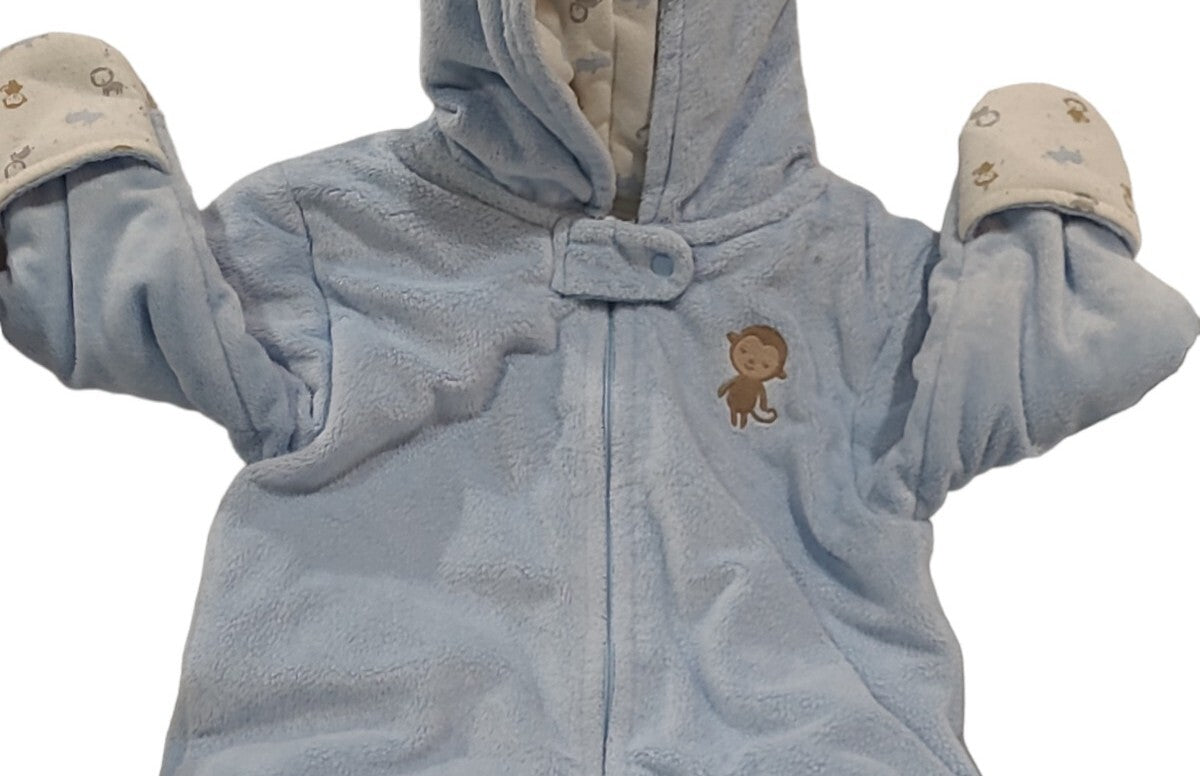 Infant Boy Child of Mine Carter's 3-6 Month Baby!! Blue Monkey Winter Snowsuit