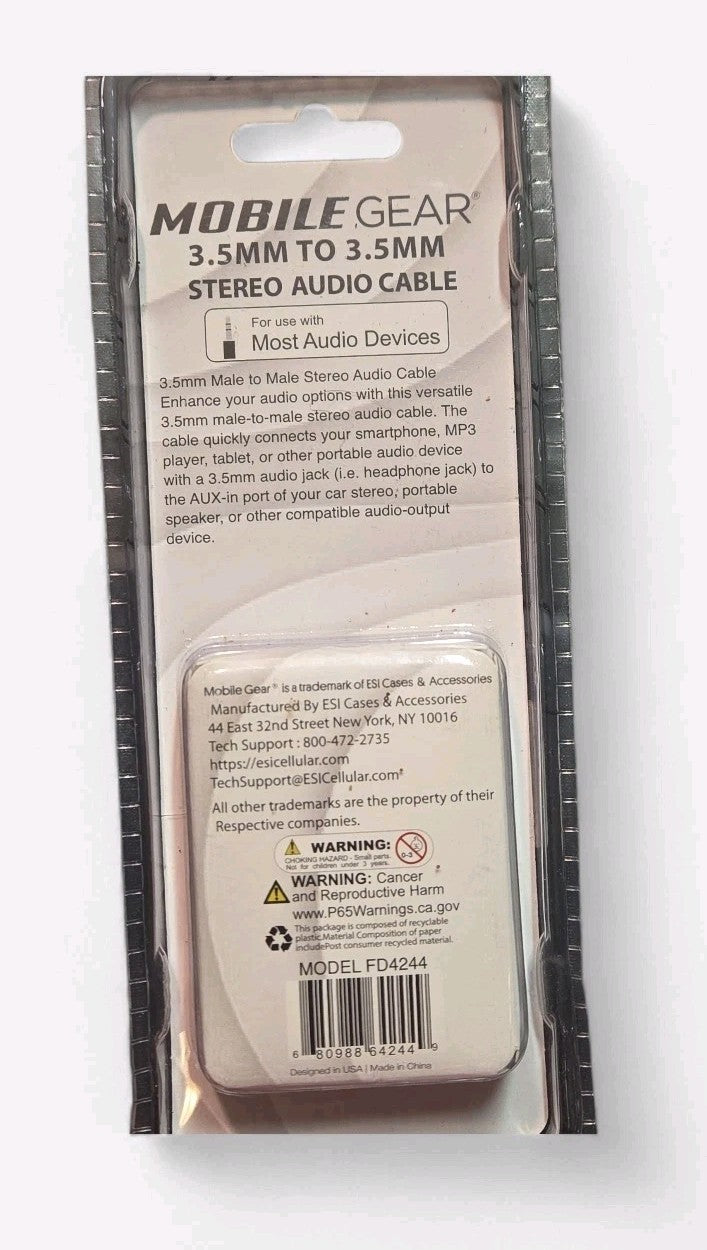 Mobile Gear  Purple  3.5-mm To 3.5mm  Audio Cable 10ft