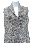 Chaps Petite Womens Charcoal Sleeveless Button Sweater Vest