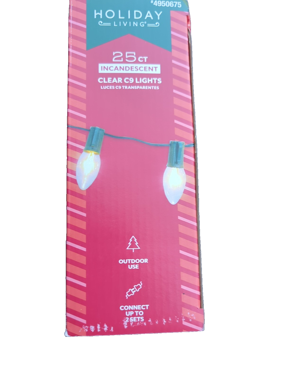 Lot of 2 Holiday Living-25 Count Light String-Clear Incandescent Lights C9
