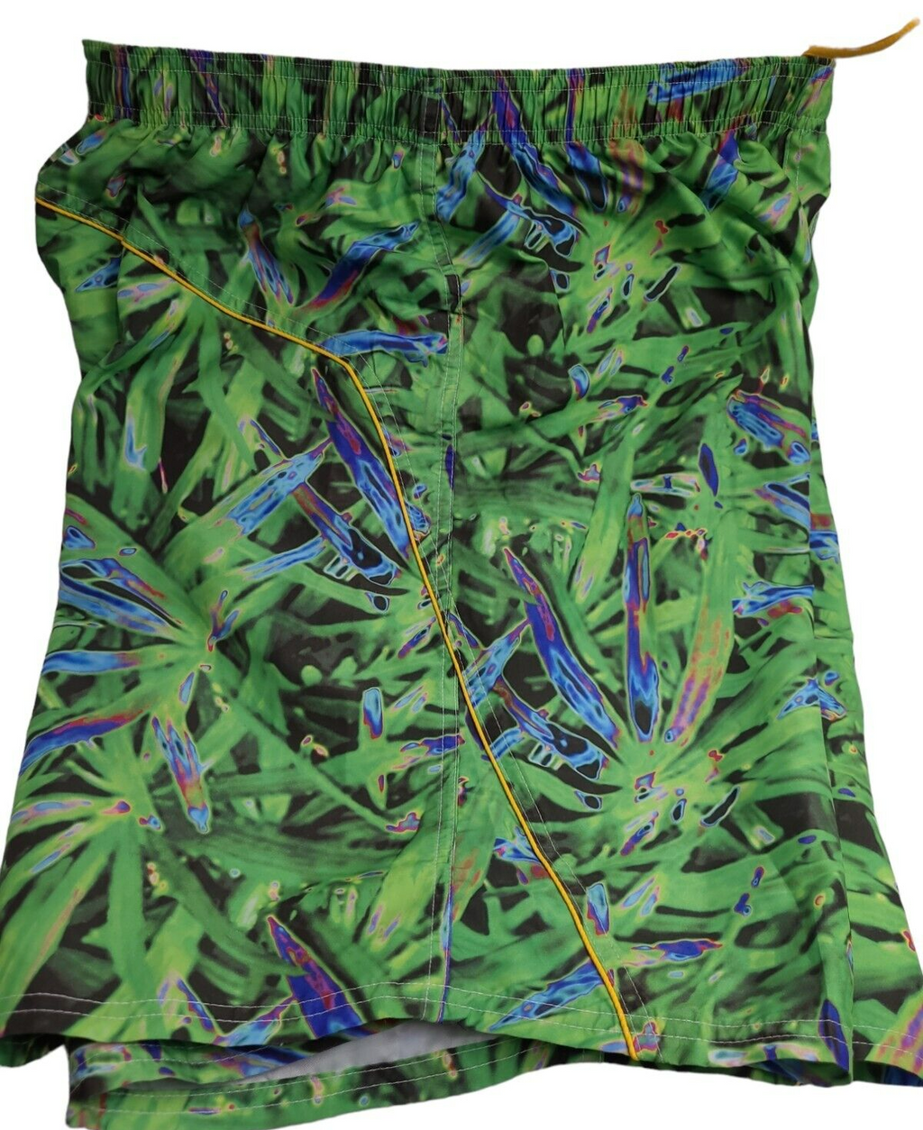 East West mens green & yellow swim trunks size Large