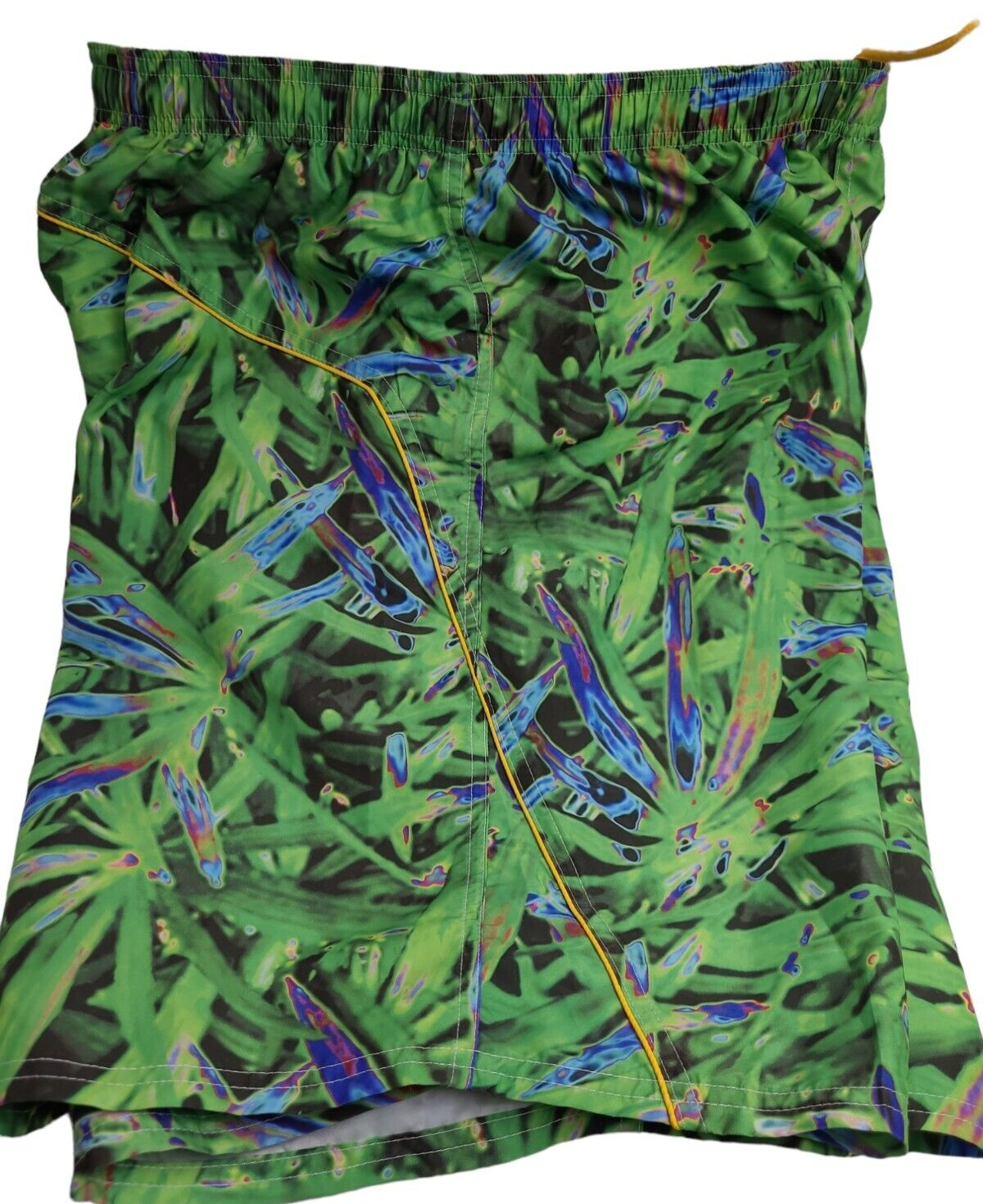 East West mens green & yellow swim trunks size Large