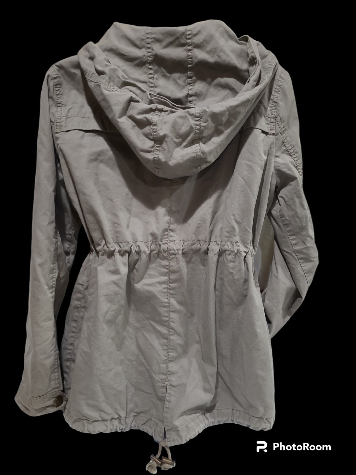 Sans Souci Jacket Utility Womens   LT Brown Pockets Full Zip Snap Hooded Size M
