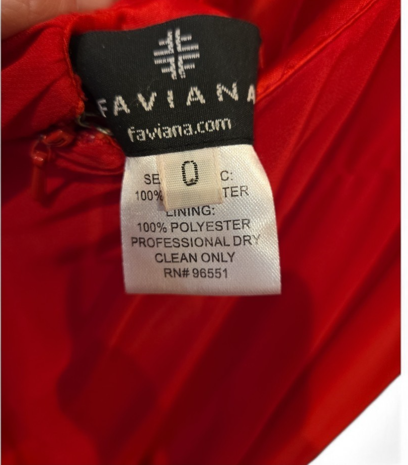 FAVIANA Women's Illusion Plunge Chiffon Gown Red Prom Maxi Dress V Neck Formal 0