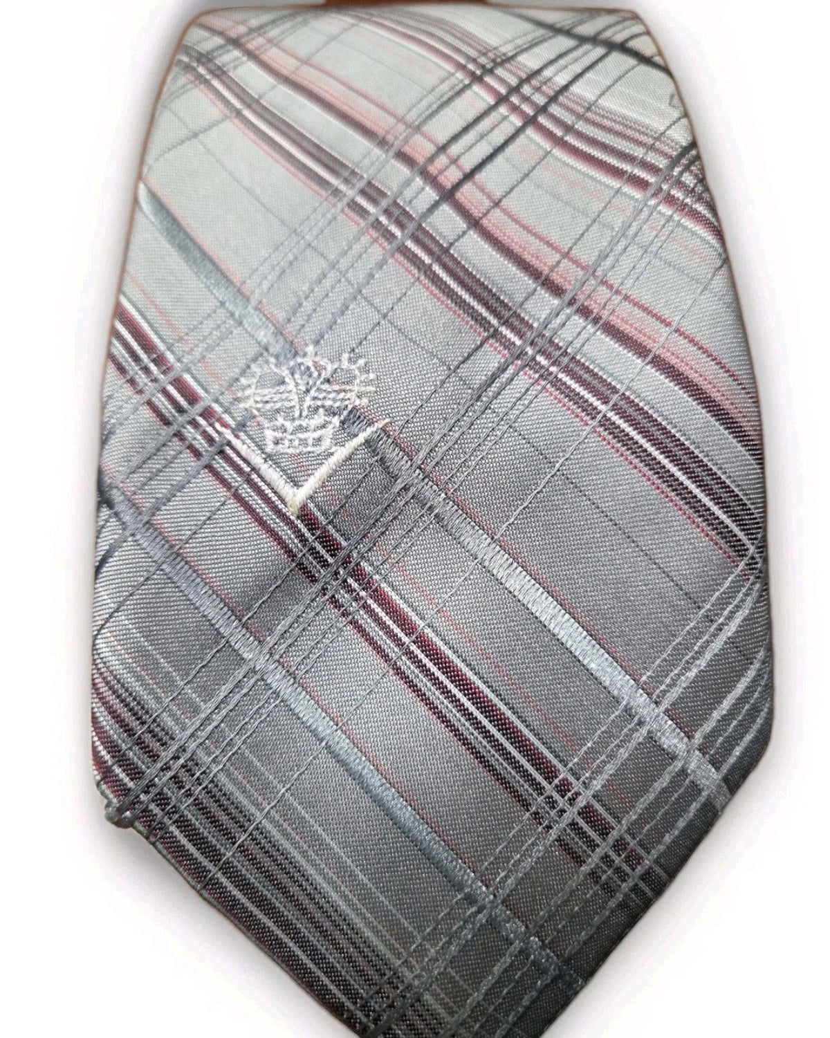 The Crown Collection Men's Striped Tie Light & Dark Gray, Maroon, White