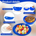 Hushee 3 Sets Adaptive Spill Proof Scoop Bowl and Plate Set with Suction Base